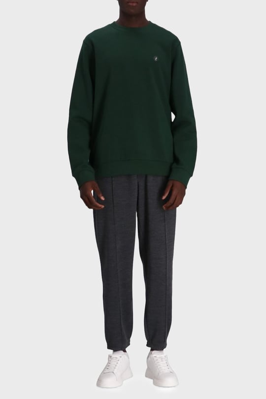 BOSS BOSS Erkek Düz Model Bisiklet Yaka Uzun Kol Yeşil Sweatshirt 50520302-385