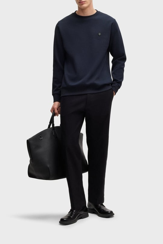 BOSS  BOSS Erkek Düz Model Bisiklet Yaka Uzun Kol Lacivert Sweatshirt 50520302-404