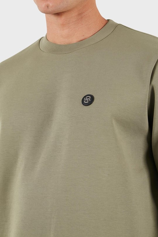 BOSS  BOSS Erkek Düz Model Bisiklet Yaka Uzun Kol Haki Sweatshirt 50520302-245