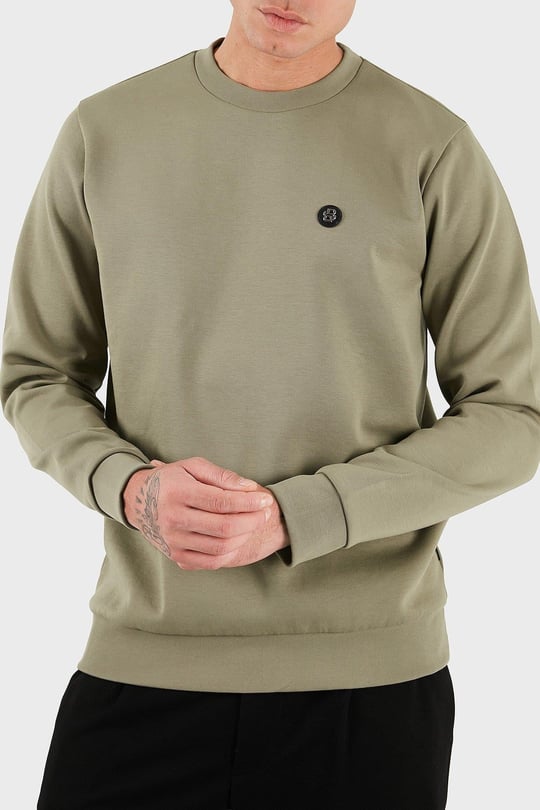 BOSS  BOSS Erkek Düz Model Bisiklet Yaka Uzun Kol Haki Sweatshirt 50520302-245