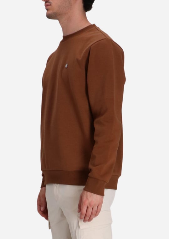 BOSS BOSS Erkek Düz Model Bisiklet Yaka Uzun Kol Kahverengi1 Sweatshirt 50520302-217
