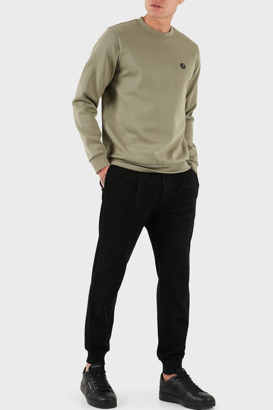 BOSS  BOSS Erkek Düz Model Bisiklet Yaka Uzun Kol Haki Sweatshirt 50520302-245