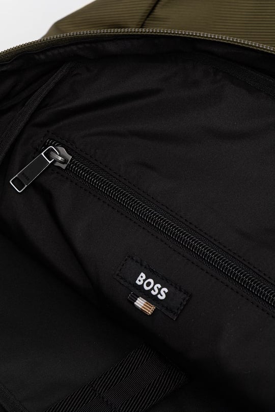 BOSS  BOSS Erkek Fermuarlı Ön ve İç Cepli Logo Kabartmalı Ayarlanabilir Askılı Haki Omuz Çantası 50567729-347