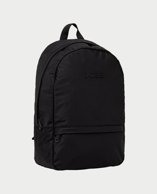 BOSS  BOSS Erkek Fermuarlı Ön ve İç Cepli Logo Kabartmalı Ayarlanabilir Askılı Siyah Sırt Çantası 50567729-001