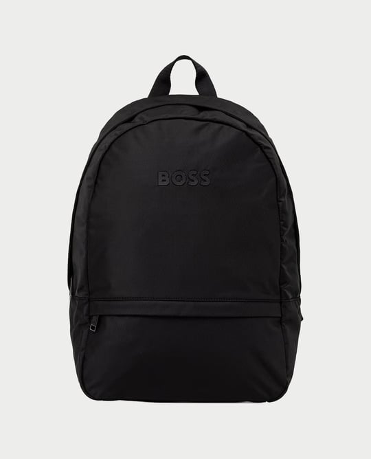 BOSS  BOSS Erkek Fermuarlı Ön ve İç Cepli Logo Kabartmalı Ayarlanabilir Askılı Siyah Sırt Çantası 50567729-001