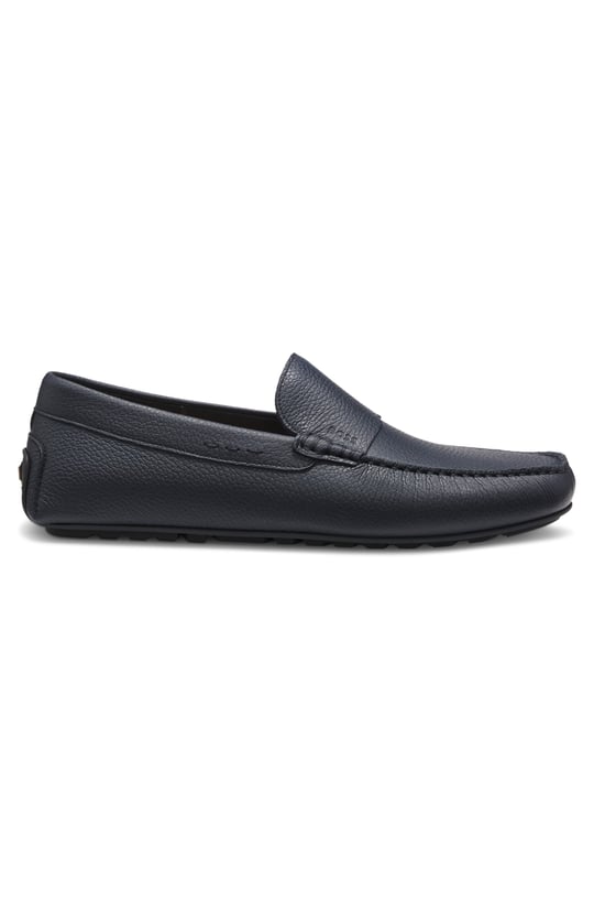 BOSS  BOSS Erkek İnce Kabartma Logolu Hakiki Deri Lacivert Loafer Ayakkabı 50568700-401