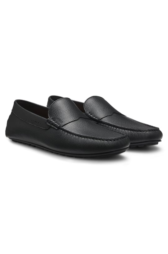 BOSS  BOSS Erkek İnce Kabartma Logolu Hakiki Deri Siyah Loafer Ayakkabı 50568700-001