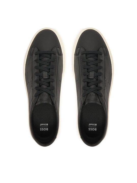 BOSS  BOSS Erkek Kabartma Logolu Düşük Bilekli Deri Siyah Sneaker 50557866-001