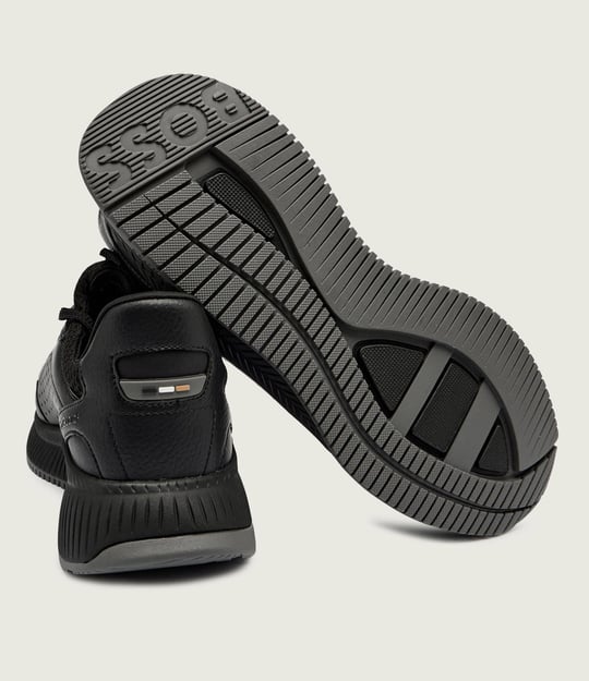 BOSS  BOSS Erkek Kalın Topuk Deri Bağcıklı Rahat Taban Siyah Sneaker 50553207-005