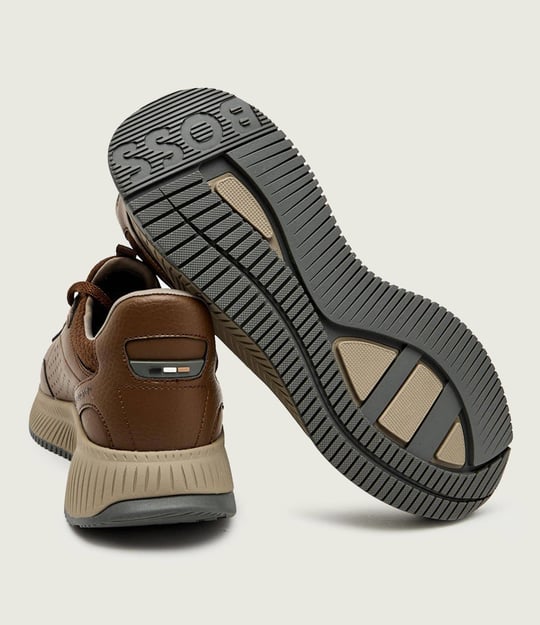 BOSS  BOSS Erkek Kalın Topuk Deri Bağcıklı Rahat Taban Kahverengi Sneaker 50553207-205