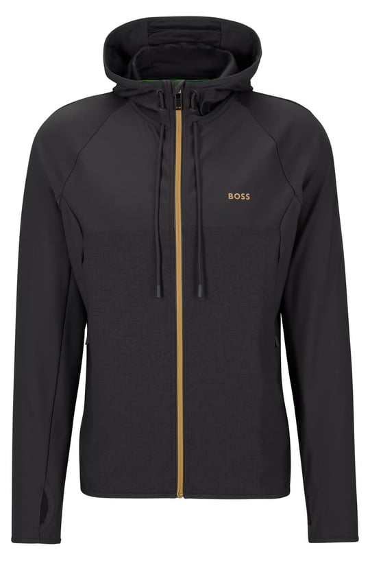 BOSS BOSS Erkek Kapşonlu Yaka Fermuarlı Uzun Kollu Gri Sweatshirt 50493465-027