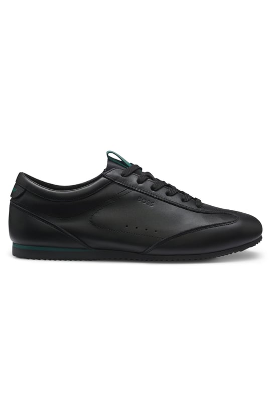 BOSS  BOSS Erkek Karbon Fiber Detaylı Rahat Tabanlı Hakiki Deri Siyah Sneaker 50570018-003