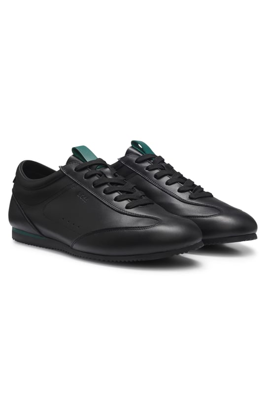 BOSS  BOSS Erkek Karbon Fiber Detaylı Rahat Tabanlı Hakiki Deri Siyah Sneaker 50570018-003