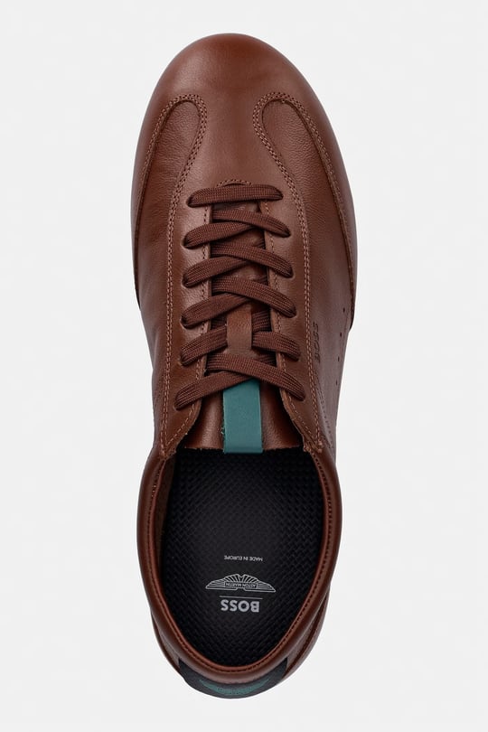 BOSS  BOSS Erkek Karbon Fiber Detaylı Rahat Tabanlı Hakiki Deri Kahverengi Sneaker 50570018-214
