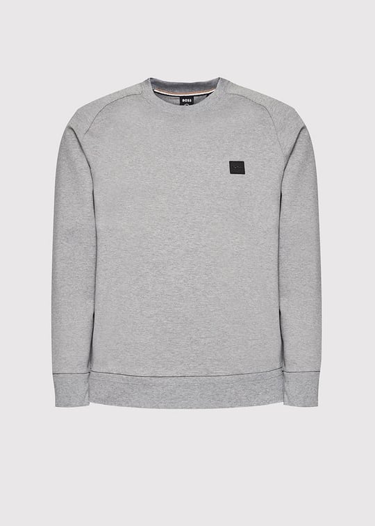BOSS BOSS Erkek Logo Baskılı Bisiklet Yaka Normal Kesim Gri Sweatshirt 50467156-041