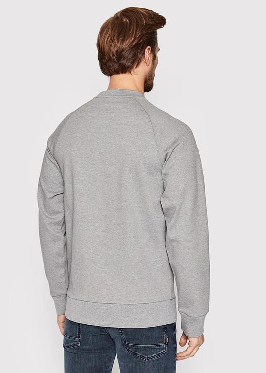 BOSS BOSS Erkek Logo Baskılı Bisiklet Yaka Normal Kesim Gri Sweatshirt 50467156-041