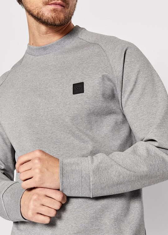 BOSS BOSS Erkek Logo Baskılı Bisiklet Yaka Normal Kesim Gri Sweatshirt 50467156-041