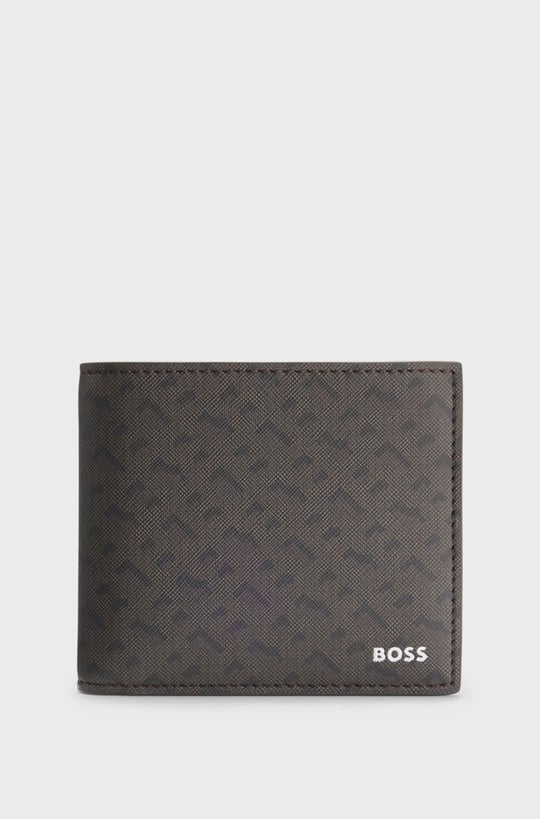 BOSS  BOSS Erkek Logo Desenli Deri Kahverengi Kartlık 50552830-201