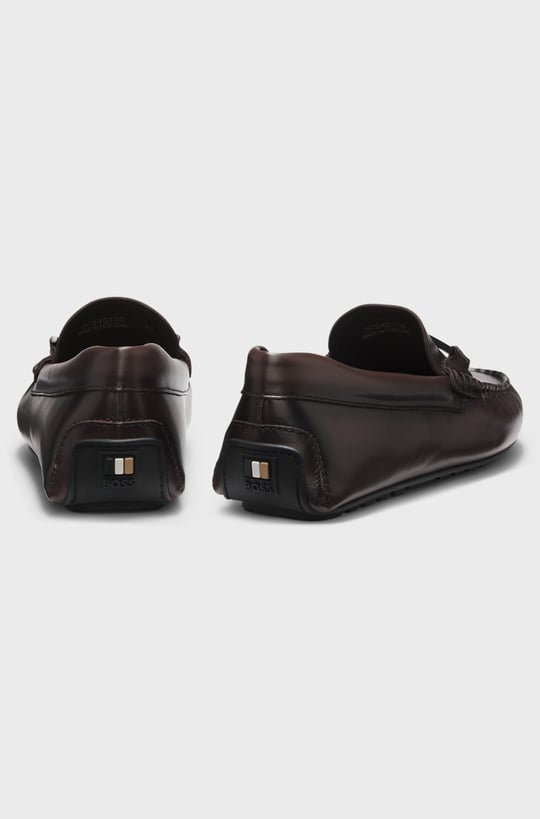 BOSS  BOSS Erkek Logo İşlemeli Metal Halkalı Dikiş Detaylı Deri Kahverengi Sneaker 50548100-205
