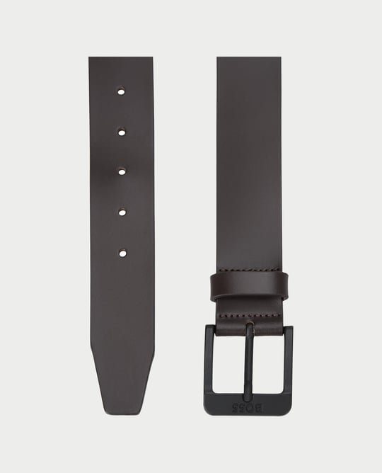 BOSS  BOSS Erkek Logo İşlemeli Metal Tokalı %100 Deri Kahverengi Kemer 50522574-202