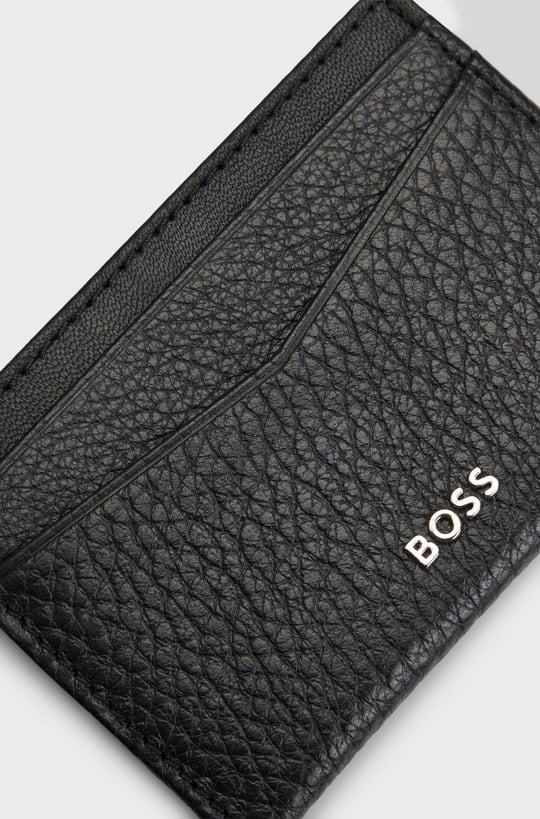 BOSS BOSS Erkek Logo Kabartmalı 4 Kart Bölmeli Deri Bej Kartlık 50529515-376