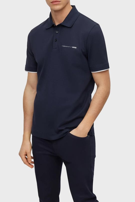 BOSS BOSS Erkek Logolu Basic Regular Fit Kısa Kollu Lacivert Polo Yaka T-Shirt 50486178-404