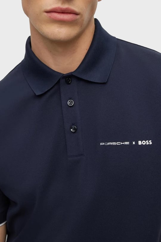 BOSS BOSS Erkek Logolu Basic Regular Fit Kısa Kollu Lacivert Polo Yaka T-Shirt 50486178-404