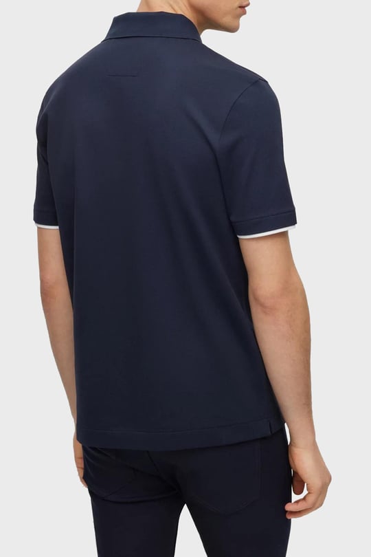 BOSS BOSS Erkek Logolu Basic Regular Fit Kısa Kollu Lacivert Polo Yaka T-Shirt 50486178-404