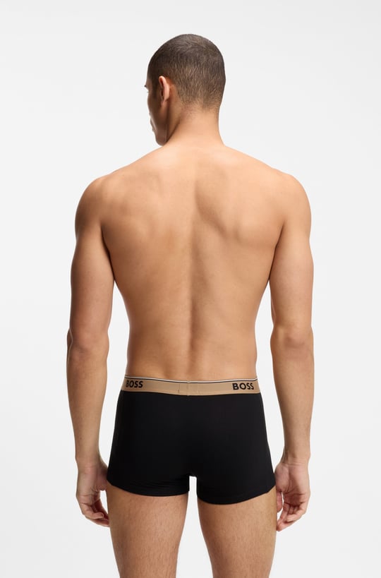 BOSS  BOSS Erkek Logolu Bel Bantlı Esnek Pamuklu Üçlü Paket Siyah Boxer 50554693-009