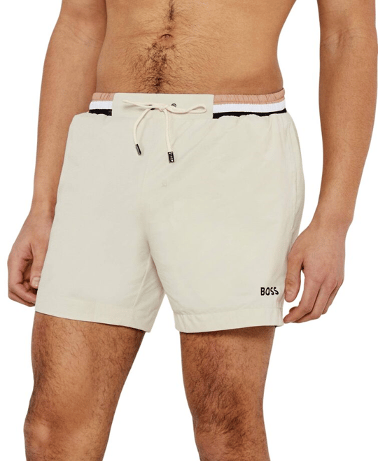 BOSS  BOSS Erkek Logolu Beli Lastikli Yüksek Bel Slim Fit Krem Mayo 50469324-274