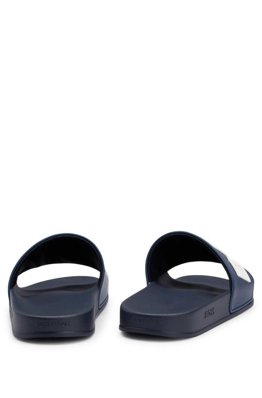 BOSS BOSS Erkek Logolu Düz Tabanlı Rahat Günlük Kullanım Lacivert Terlik 50488911-405