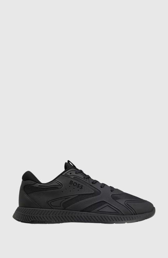 BOSS BOSS Erkek Logolu Normal Kalıp Bağcıklı Günlük Siyah Sneaker 50493215-005