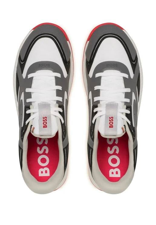 BOSS BOSS Erkek Logolu Normal Kalıp Bağcıklı Günlük Gri Sneaker 50493215-016