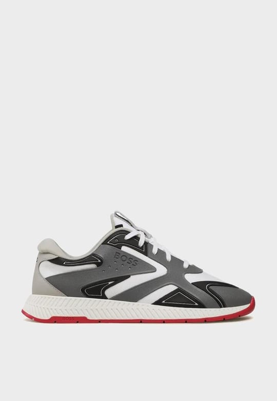 BOSS BOSS Erkek Logolu Normal Kalıp Bağcıklı Günlük Gri Sneaker 50493215-016