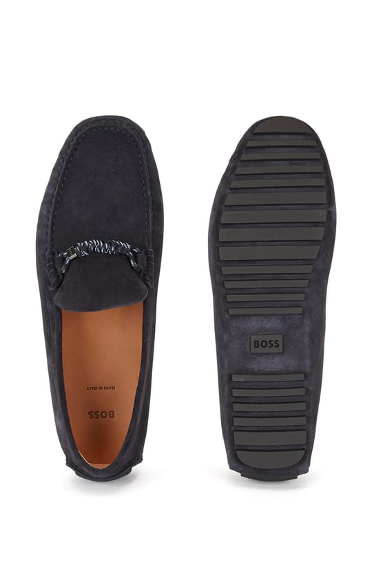 BOSS BOSS Erkek Logolu Rahat Günlük Lacivert Loafer Ayakkabı 50472511-401