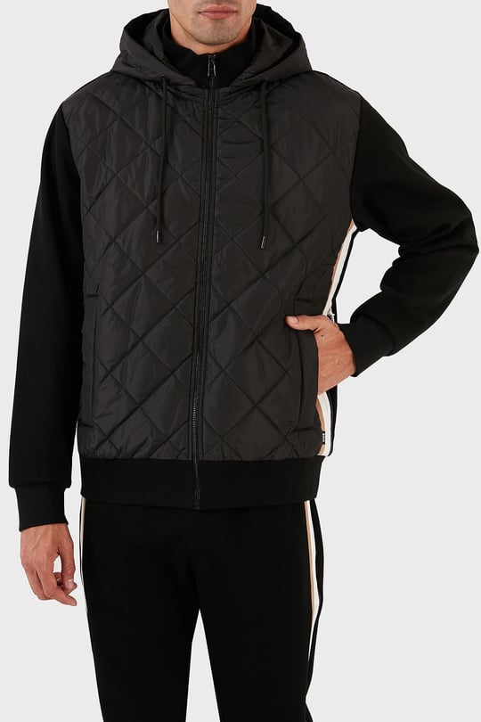 BOSS BOSS Erkek Marka Logo Detaylı Kapşonlu İpli Siyah Sweatshirt 50494631-001