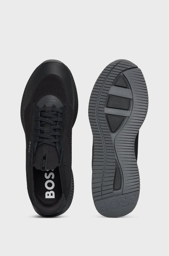 BOSS BOSS Erkek Marka Logolu Bağcıklı Kaydırmaz Tabanlı Günlük Siyah Sneaker 50523113-002