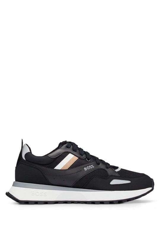 BOSS BOSS Erkek Marka Logolu Bağcıklı Kaydırmaz Tabanlı Günlük Siyah Sneaker 50498280-001