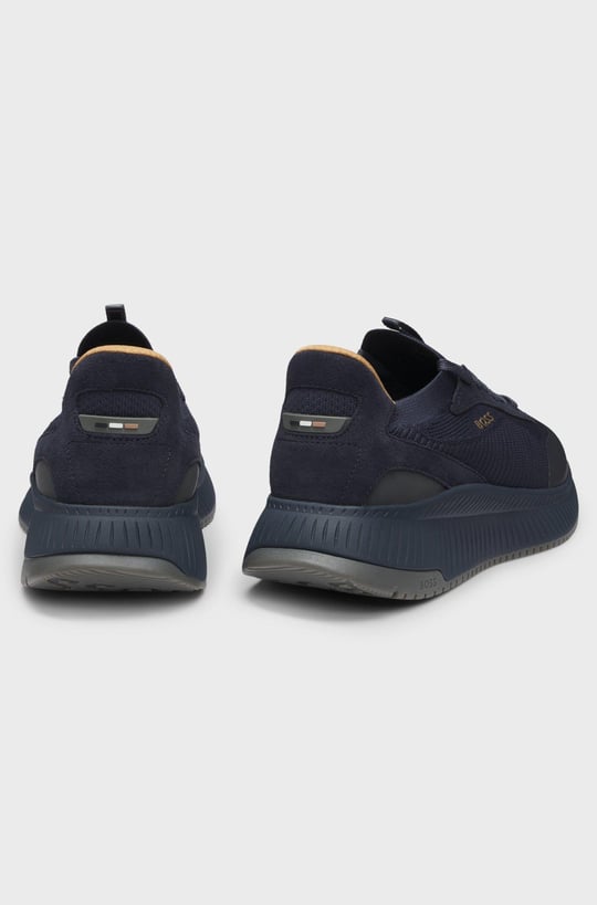 BOSS  BOSS Erkek Marka Logolu Bağcıklı Kaydırmaz Tabanlı Günlük Lacivert1 Sneaker 50523113-475