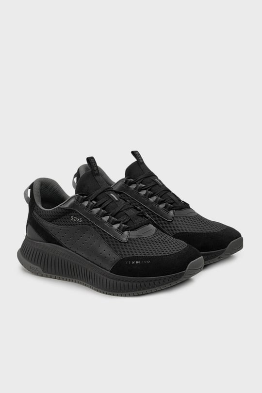 BOSS BOSS Erkek Marka Logolu Bağcıklı Kaydırmaz Tabanlı Günlük Siyah Sneaker 50522908-005