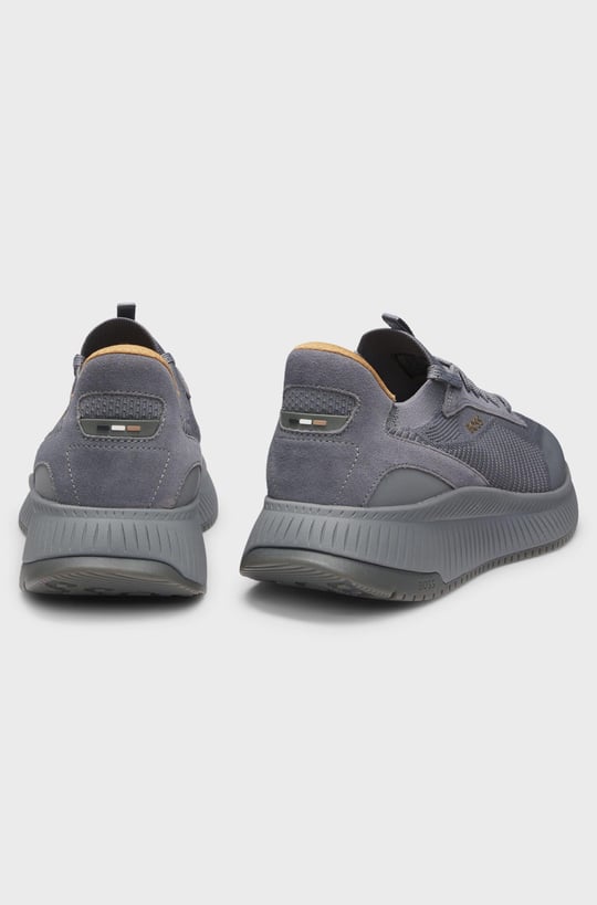 BOSS  BOSS Erkek Marka Logolu Bağcıklı Kaydırmaz Tabanlı Günlük Gri Sneaker 50523113-035