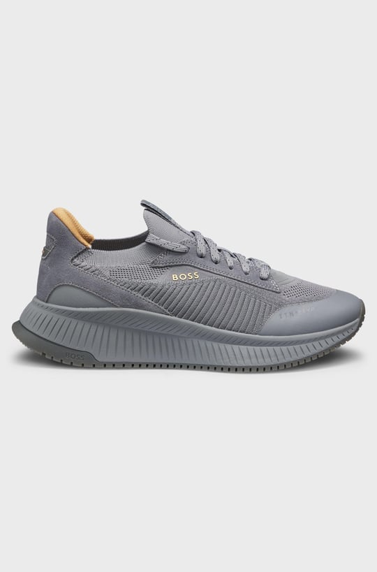 BOSS  BOSS Erkek Marka Logolu Bağcıklı Kaydırmaz Tabanlı Günlük Gri Sneaker 50523113-035