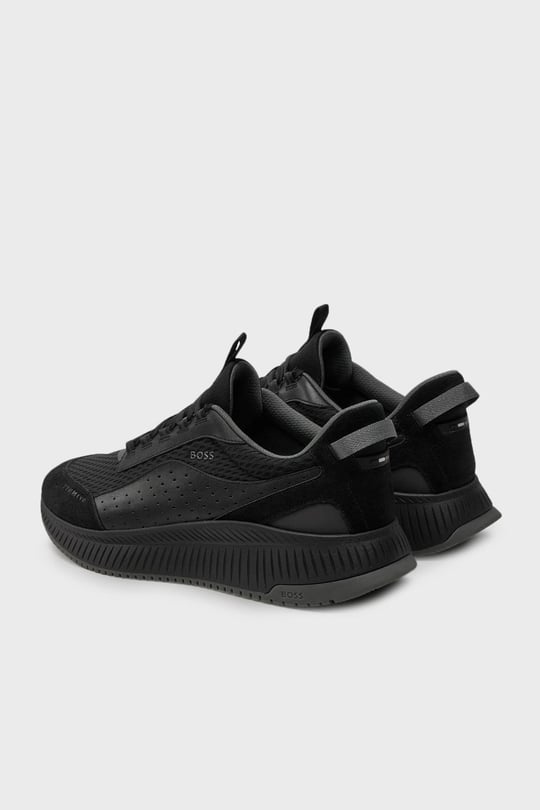 BOSS BOSS Erkek Marka Logolu Bağcıklı Kaydırmaz Tabanlı Günlük Siyah Sneaker 50522908-005