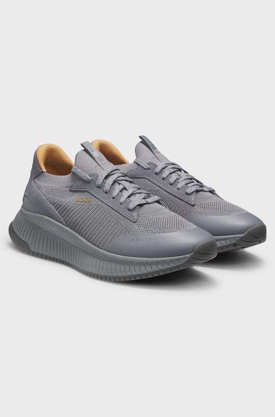BOSS  BOSS Erkek Marka Logolu Bağcıklı Kaydırmaz Tabanlı Günlük Gri Sneaker 50523113-035