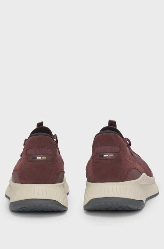 BOSS BOSS Erkek Marka Logolu Bağcıklı Kaydırmaz Tabanlı Günlük Bordo Sneaker 50523113-602