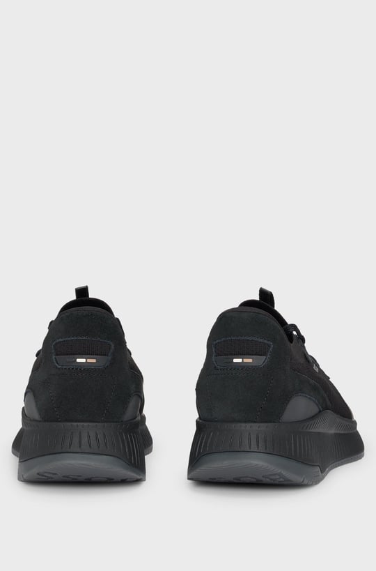 BOSS BOSS Erkek Marka Logolu Bağcıklı Kaydırmaz Tabanlı Günlük Siyah Sneaker 50523113-002