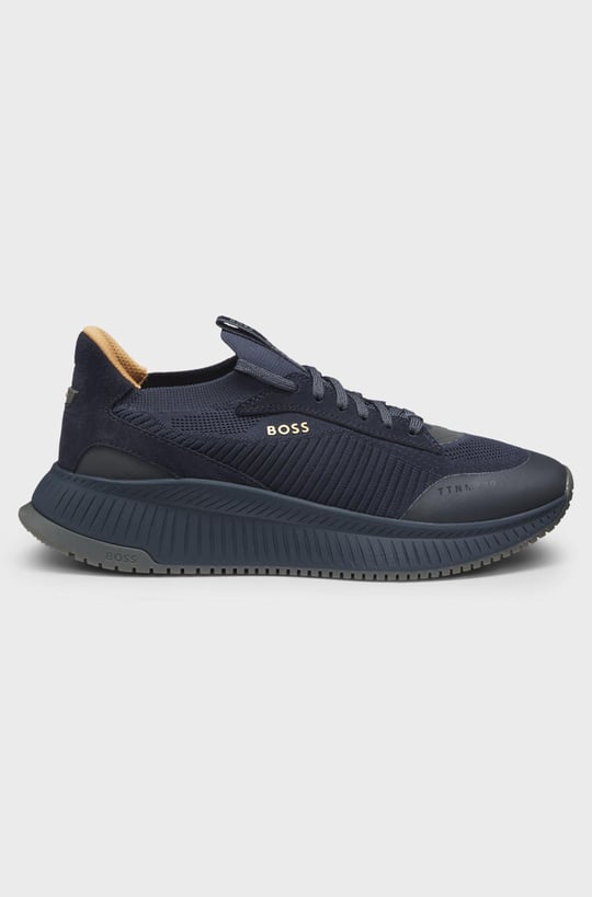 BOSS  BOSS Erkek Marka Logolu Bağcıklı Kaydırmaz Tabanlı Günlük Lacivert1 Sneaker 50523113-475