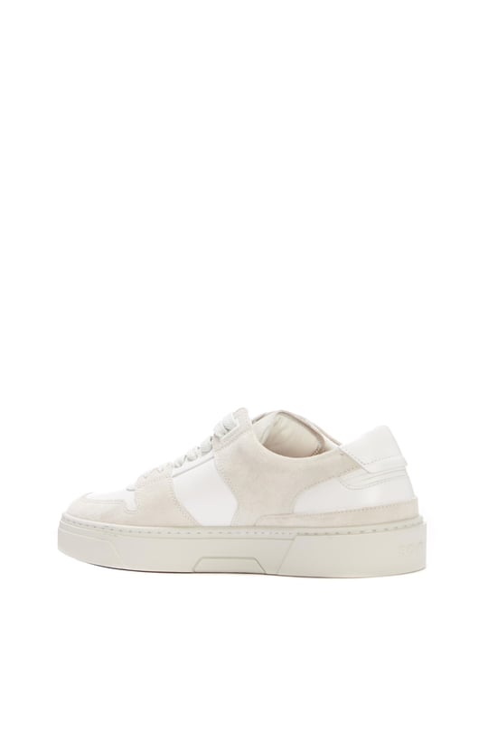 BOSS BOSS Erkek Marka Logolu Bağcıklı Kaydırmaz Tabanlı Günlük Krem-beyaz Sneaker 50517057-110