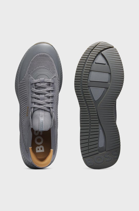 BOSS  BOSS Erkek Marka Logolu Bağcıklı Kaydırmaz Tabanlı Günlük Gri Sneaker 50523113-035