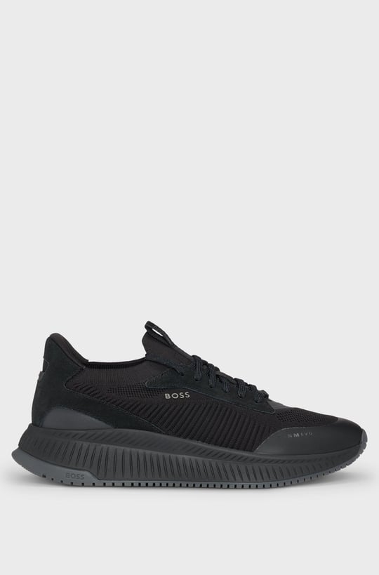 BOSS BOSS Erkek Marka Logolu Bağcıklı Kaydırmaz Tabanlı Günlük Siyah Sneaker 50523113-002